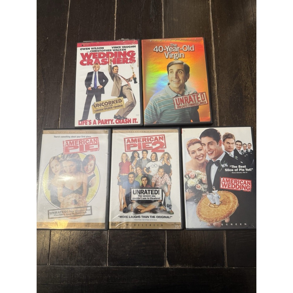 American Pie DVD Lot Wedding Crashers 40 Year Old Virgin Unrated Comedy 5